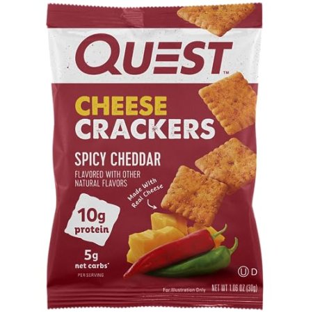 Quest Protein Chips Sour Cream Onion Pack of 12 & Quest Cheese Crackers Spicy Cheddar Blast 12 Count