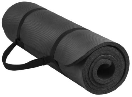 Signature Fitness Extra Thick High Density Anti-Tear Exercise Yoga Mat with Carrying Strap