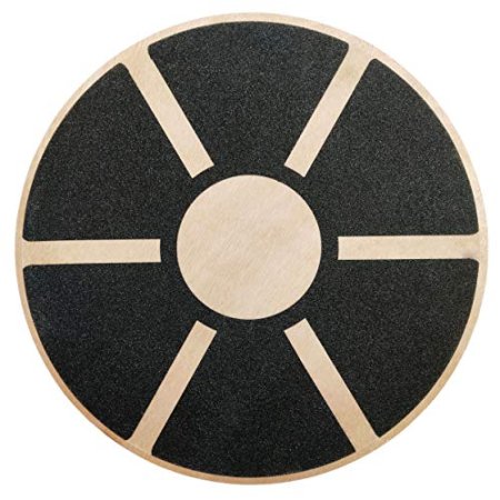 Signature Fitness Non-Slip Wooden Wobble Balance Board Core Trainer 15.55-inch Diameter with 360 Rotation for Stability Training, Black
