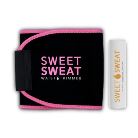 Sports Research Sweet Sweat Coconut Stick + Sweet Sweat Pink Waist Trimmer (Small)…