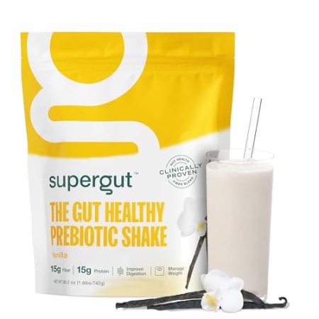 Supergut Prebiotic Shakes | Meal Replacement | Boost GLP-1 | High Protein and Fiber | No Sugar | Keto Food, Meal, Snack (Vanilla, 14 servings)