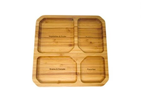 Trademark Innovations Portion Control Bamboo Plate Container for Diet and Weight Loss, 9