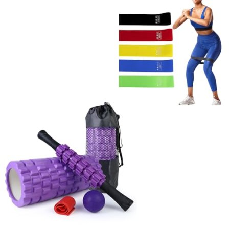 Trigger Point Foam Roller Set & Resistance Loop Exercise Band Set of 5