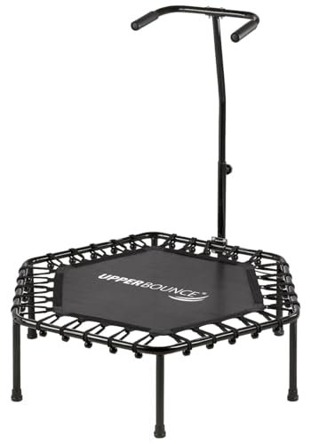 Upper Bounce Mini Workout Trampoline with Adjustable T-Shaped Handrail – Hexagonal Rebounder Trampoline for Kids and Adults - Fitness Trampoline - Supports Up to 220lbs