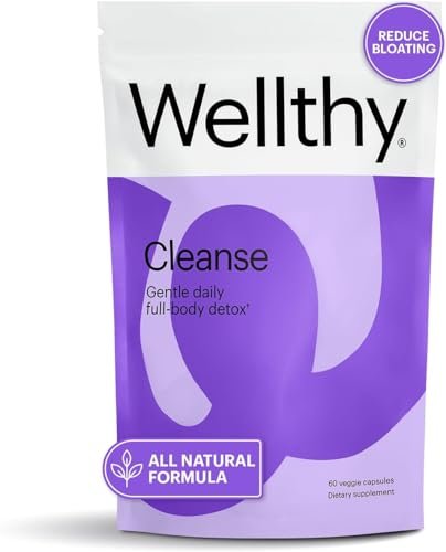 Wellthy Full Body Detox and Immune Support - Advanced Digestive Health, Gut Cleanse and Bloating Relief - All Natural Formula with Milk Thistle, Dandelion Extract and L-Carnitine | 30-Day Supply