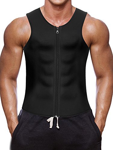 Wonderience Men Waist Trainer Vest Hot Neoprene Sauna Suit Corset Body Shaper Zipper Tank Top Workout Shirt