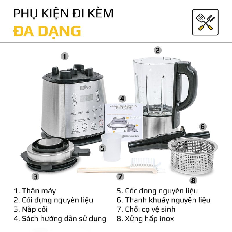 Thông số kỹ thuật cơ bản của máy làm sữa hạt Olivo X20