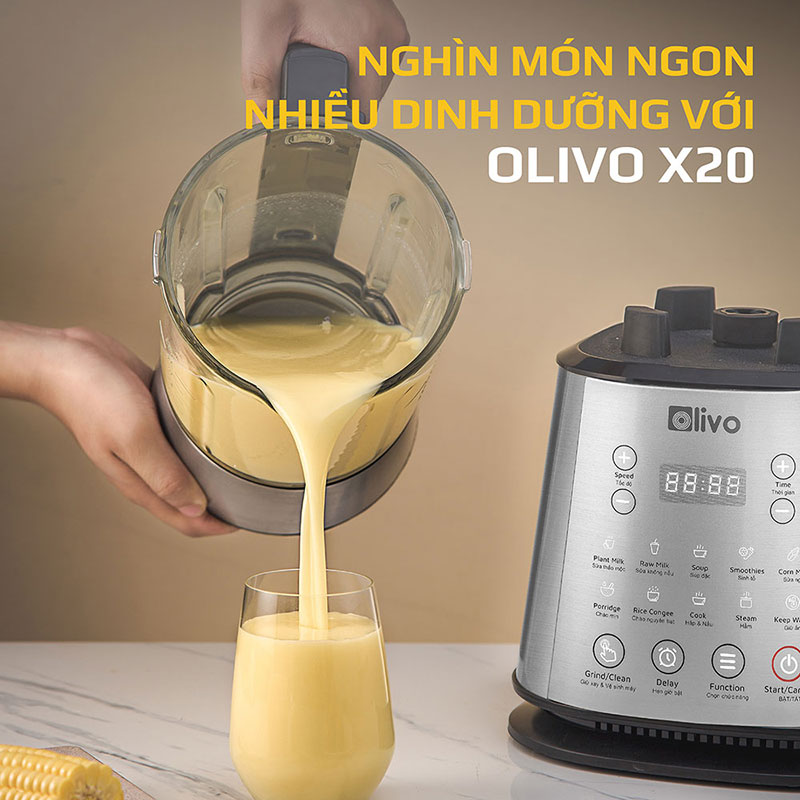 Thân máy sữa hạt Olivo X20 với nhiều nút tính năng 