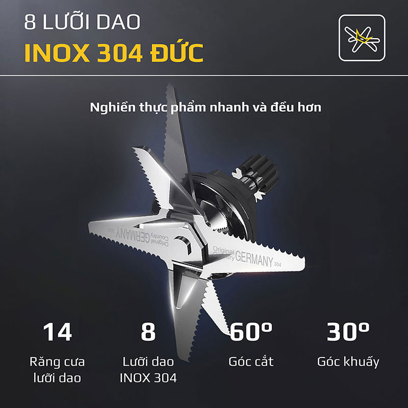 Lưỡi dao được làm từ Inox 304 cao cấp