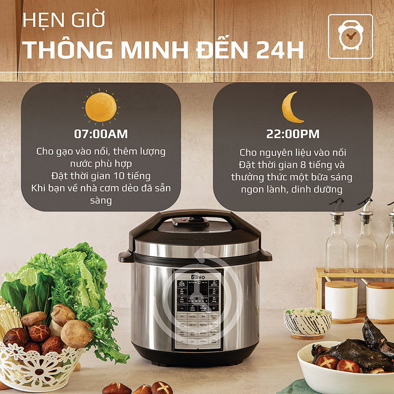 Hẹn giờ thông minh đến 24h 