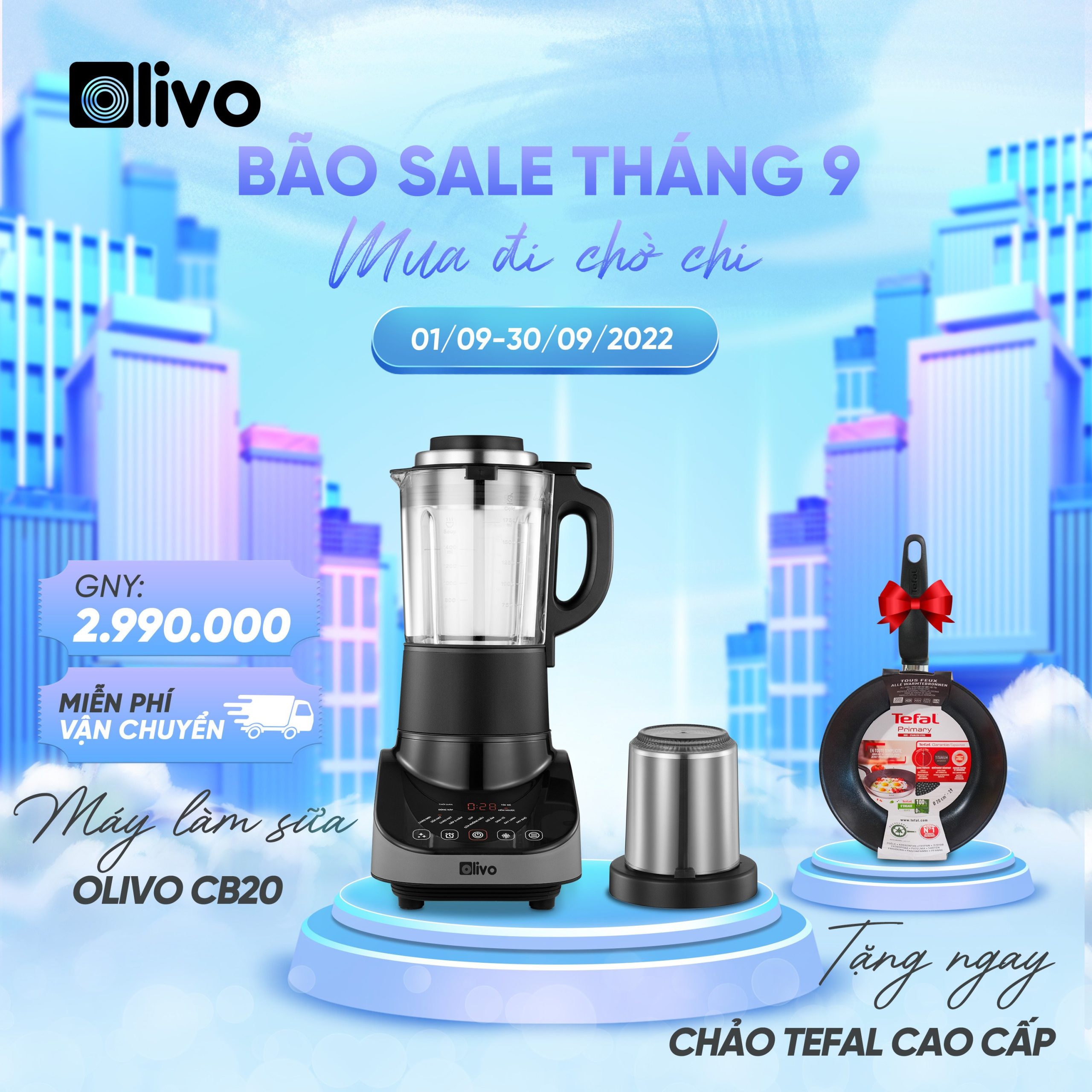 Máy Xay Nấu Đa Năng OLIVO CB20 Bảo Hành 2 Năm - Freeship